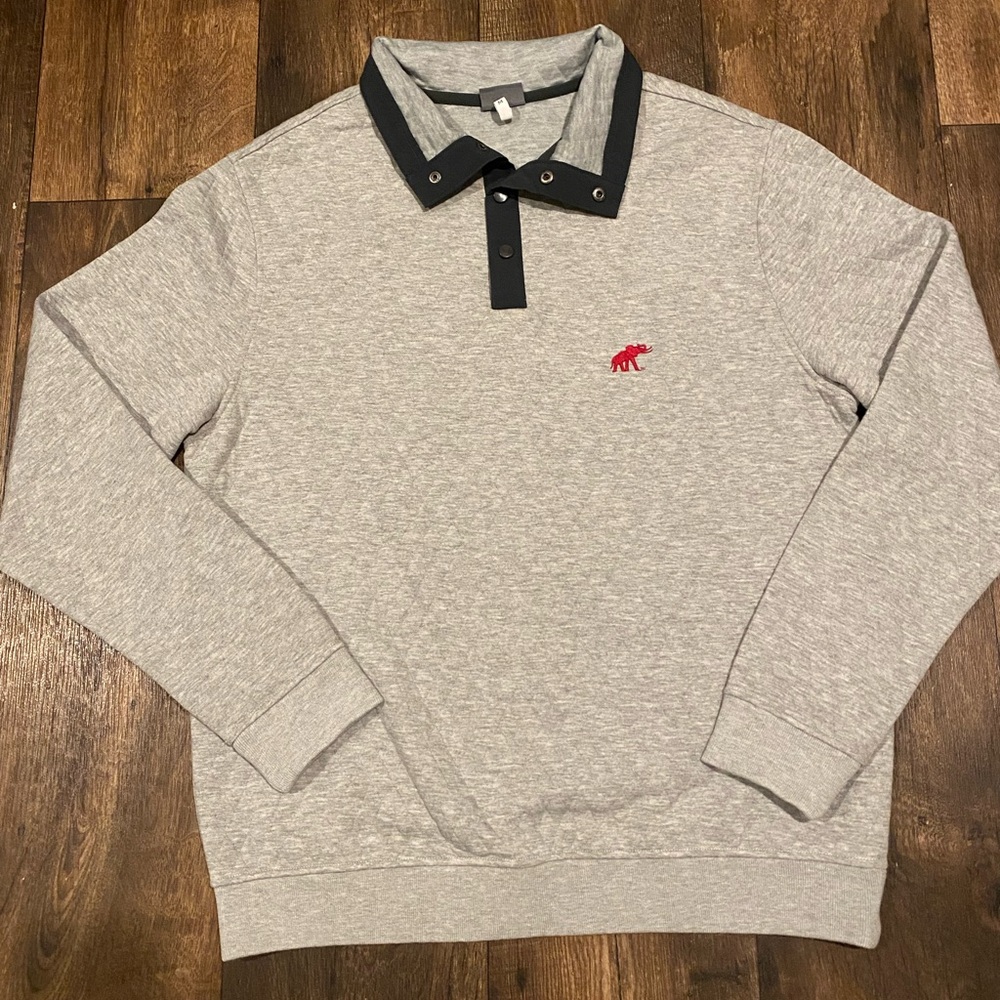 Alabama Southern Collegiate Gray Polo Sweatshirt with Crimson Tide Logo